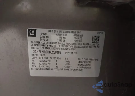 2011 Chevrolet Equinox 2Lt z USA, uszkodzony, nr VIN 2CNFLNECXB6238168